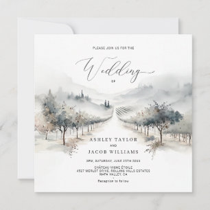 Bröllbjudanden om vineyard Watercolor Wedding Inbjudningar