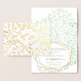 Bröllbjudanden till elegant Real Gold Foil Blommig Folierat Kort