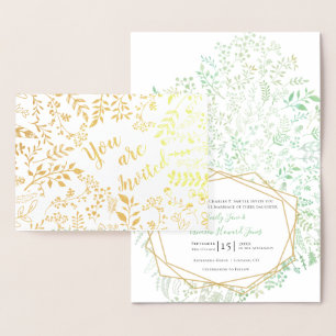 Bröllbjudanden till elegant Real Gold Foil Blommig Folierat Kort