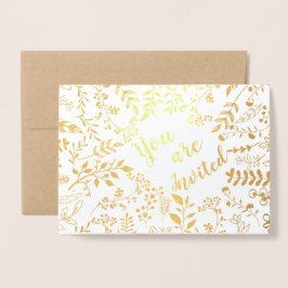 Bröllbjudanden till elegant Real Gold Foil Blommig Folierat Kort