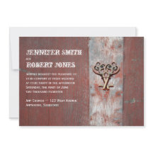 Bröllbjudanden till land målade Wood Nycklar