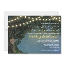 Bröllbjudanden till Rustic Carved Heart Oak Träd