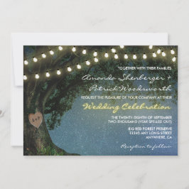 Bröllbjudanden till Rustic Carved Heart Oak Träd Inbjudningar