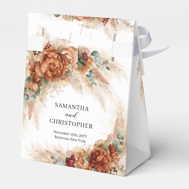 Bröllbröllop på marockansk blommigt Pampas & terra Presentaskar (Baksidan Sidan)