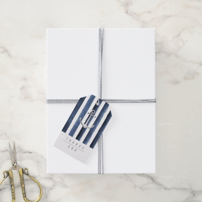 Bröllbröllop på sjöfärssjömaren rand presentetikett (Med Snöre)