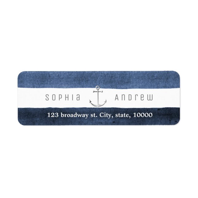 Bröllbröllop på sjöfärssjömaren rand returadress etikett (Framsidan)