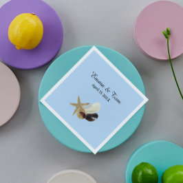 Bröllbröllop vid kusten med unik årstidsbukett pappersservett