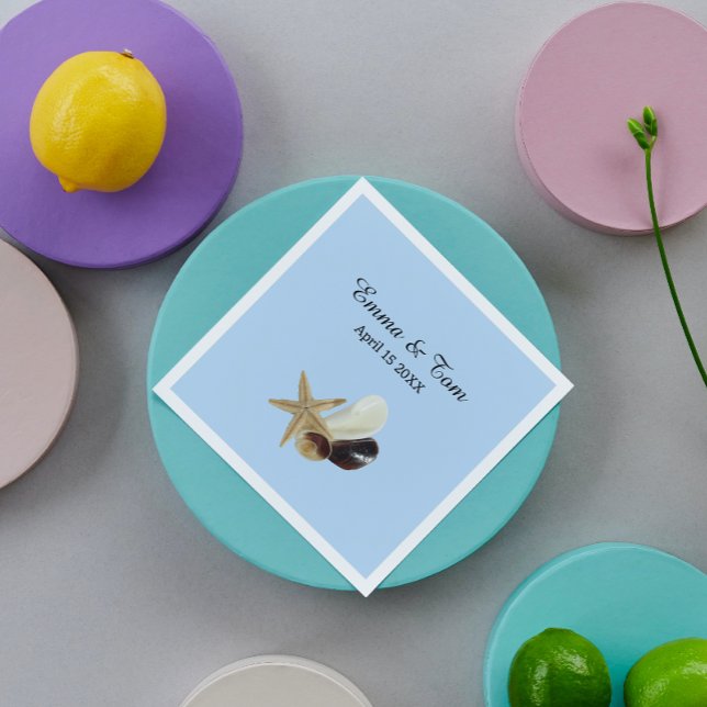 Bröllbröllop vid kusten med unik årstidsbukett pappersservett (Skapare uppladdad)