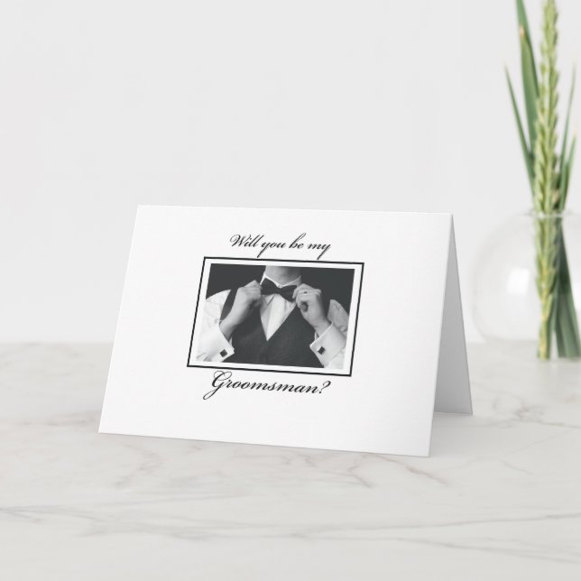 Bröllesbestman Begäran Svart, Vitt Inbjudan (Framsida)