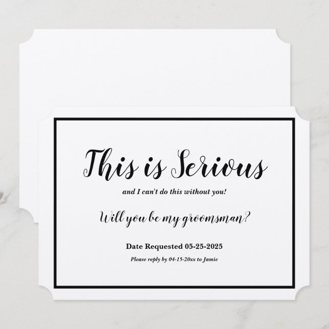 Bröllesgästförfrågan Detta är Allvarligt Inbjudningar (Fram/baksida)