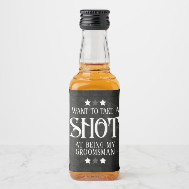 Bröllesgästförslag Ta ett skott Svart Spritflaskor Etikett (Framsida)