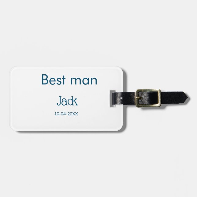 bröllesman best man add namn text möhippa bagagebricka (Horisontell Framsida)