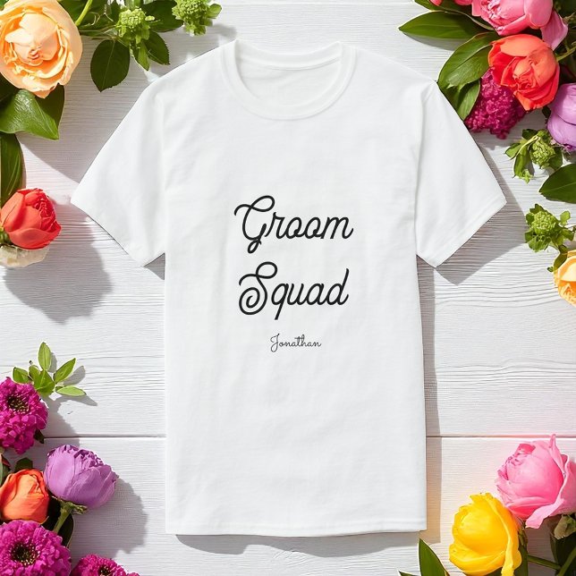 Bröllesmän Brudgum Squad Svart Vit Bröllop T Shirt (Skapare uppladdad)