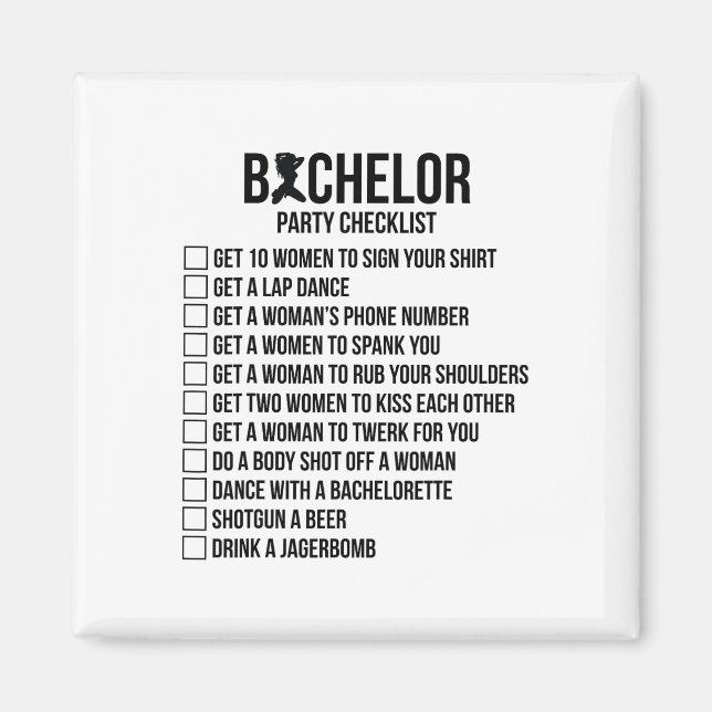 Bröllesman Brudgum Squat Män Bachelor Rekvisita Fe Magnet (Framsidan)