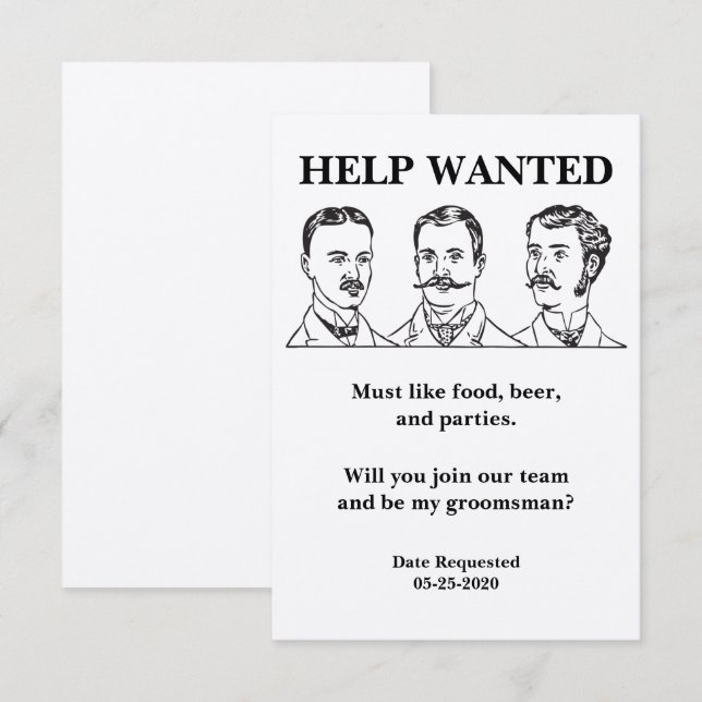 Bröllesman Efterlyser Hjälp Reklam Inbjudningar (Fram/baksida)