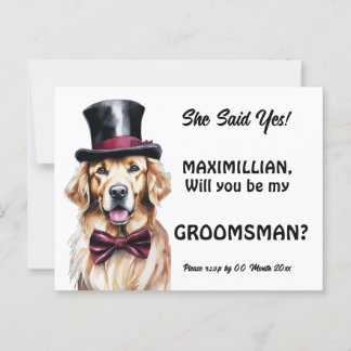 Bröllesman groom golden retriever labrador vykort