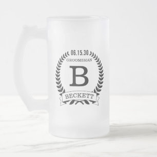 Bröllesman Initialer Frostat Ölglas