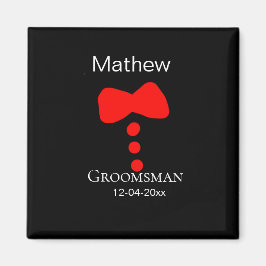 bröllesman lägga till namn år svart fluga skjorta  magnet