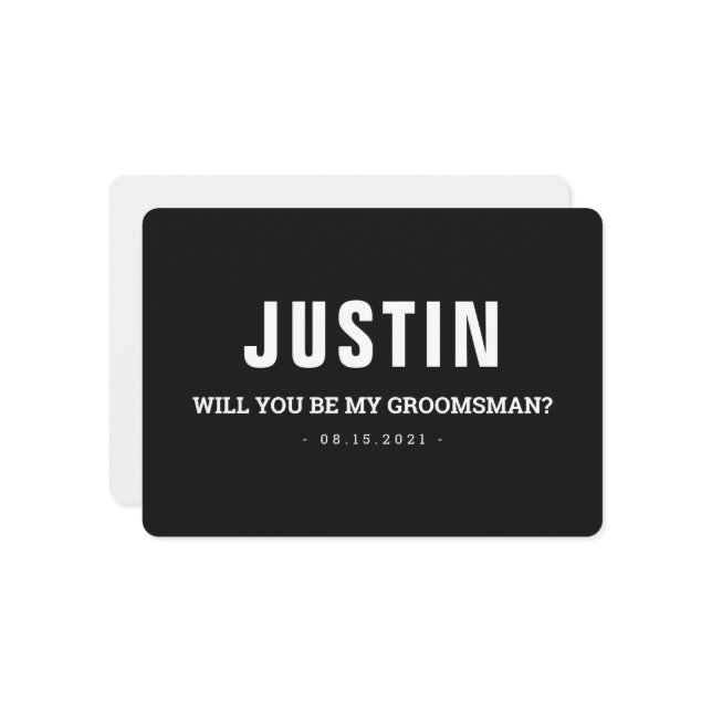 Bröllesman Modern svart-vit förfrågningskort Spara Datumet (Fram/Back In Situ)