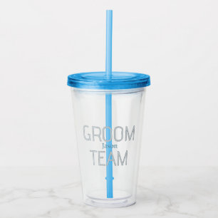 bröllesman modig brudgumsteam grå blå vit ungkarl take away mugg
