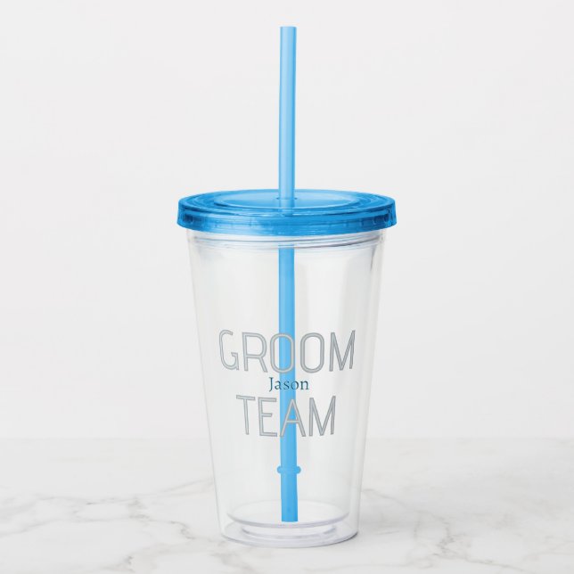 bröllesman modig brudgumsteam grå blå vit ungkarl take away mugg (Framsida)