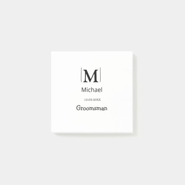 bröllesman möhippa lägg till namn modern enkel post-it block (Framsida)
