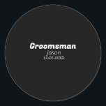 bröllesman möhippa lägg till namn modern enkel runt klistermärke<br><div class="desc">design</div>