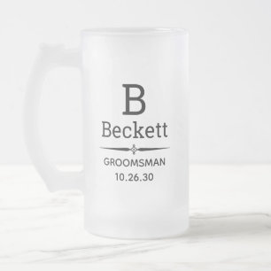 Bröllesman monogram frostat ölglas