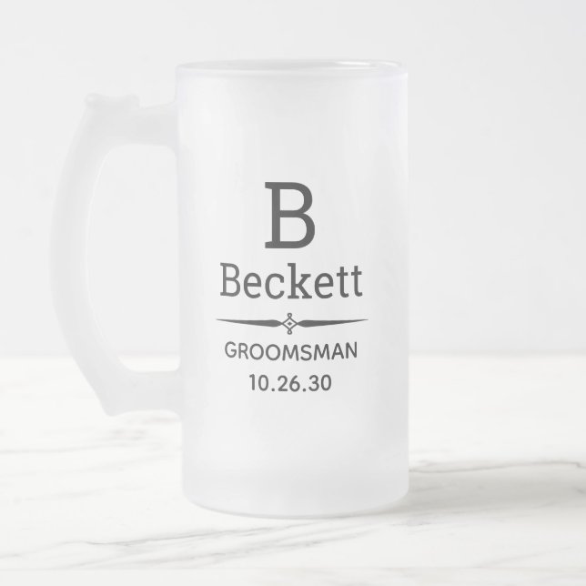 Bröllesman monogram frostat ölglas (Vänster)