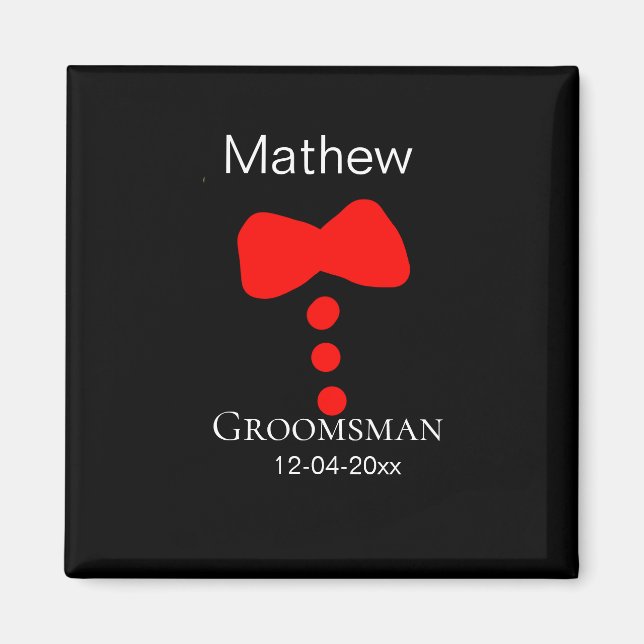 bröllesman namn år svart bow skjorta slips smoking magnet (Framsidan)