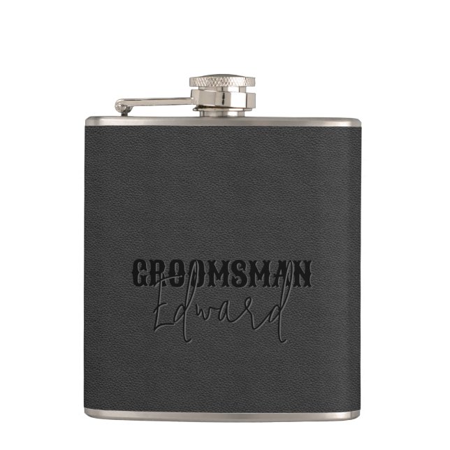 Bröllesman Svart Konstläder Svart Text Fickplunta (Framsidan)