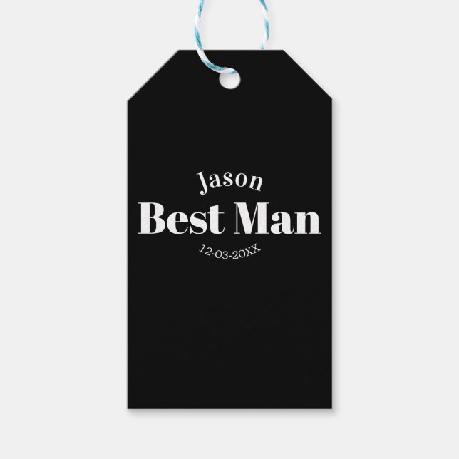 bröllesman svensexa bestman svart vit datum presentetikett (Framsidan)