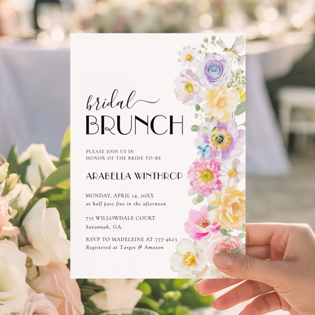 Bröllidagsbrunch med blomster i trädgården inbjudningar (Skapare uppladdad)