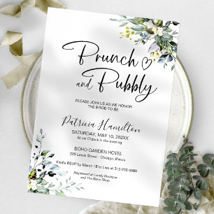 Bröllidagsbrunch Med Grönt Och Bubbly Inbjudningar