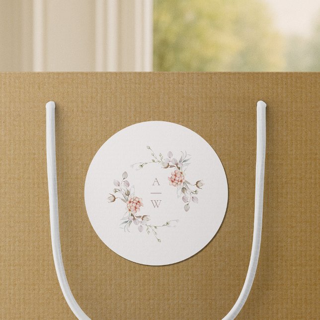 Bröllidslimfärg Blommig Monogram Klistermärke (Skapare uppladdad)