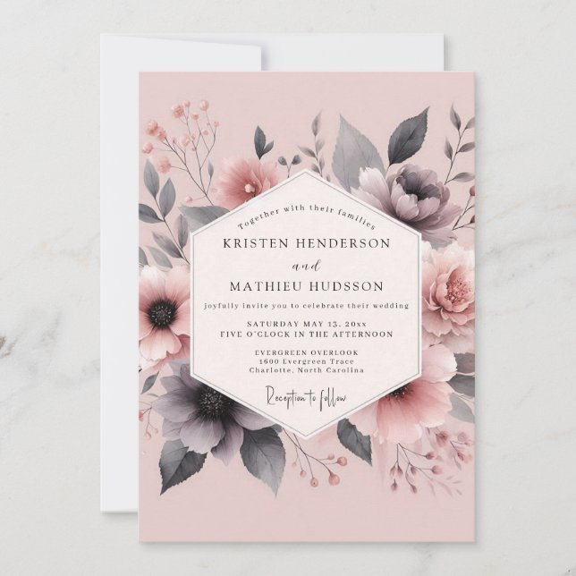 Bröllidsskygge Flora Wedding Inbjudningar (Framsida)