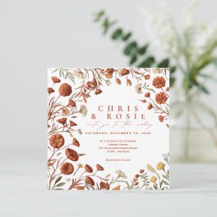 Bröllinbjudan till Terracotta boho wildblomma Inbjudningar