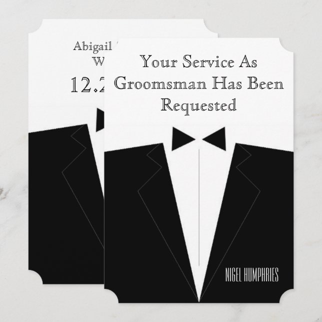 Bröllisbästeman eller marskalk inbjudan (Fram/baksida)