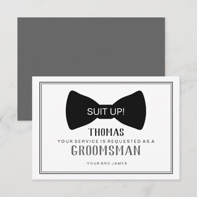 Brölljardräkt Kort för Bröllopsgäst - Svart Band G (Fram/baksida)