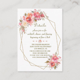 Brölljsdetaljer i guld glitterram med rosablomster tilläggskort