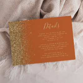 Brölljsdetaljer med bränd orange guld glitterkant tilläggskort