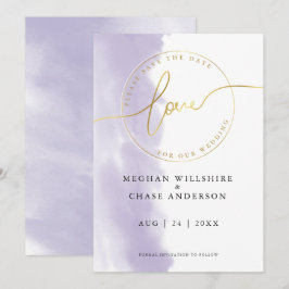 BRÖLLLOP | Spara datum Lilac Violet Watercolor Inbjudningar