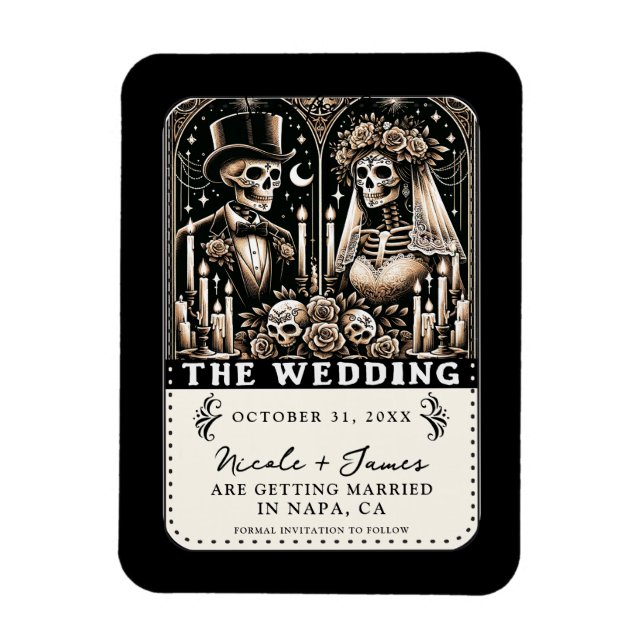 BRÖLLLOPP Tarot Skelett Rädda Datum Magnet (Vertikal)