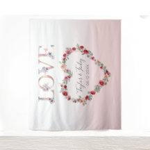 Bröllod med rosa gradient-selfie och kärleksbakgru