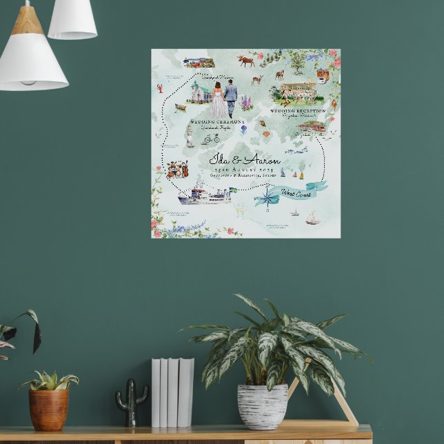 Bröllodskarta Poster Grundsunds Sverige (Vardagsrum 1)