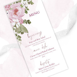 Bröllodsmeny med rosa peonior meny