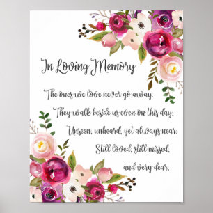 Bröllodsskylt med vattenfärg blommor 'In Loving Me Poster