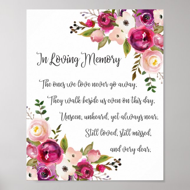 Bröllodsskylt med vattenfärg blommor 'In Loving Me Poster (Framsidan)