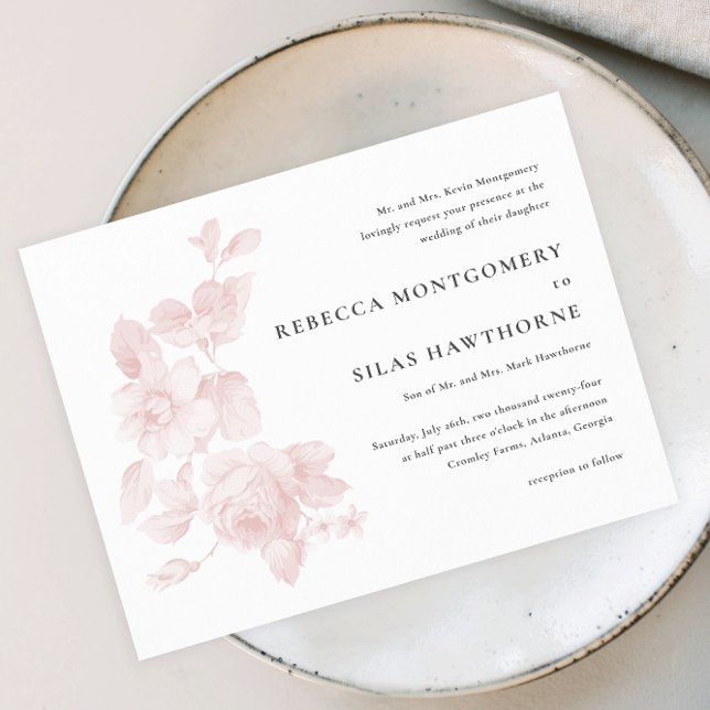 Brölloksinbjudan för Blommigt av budgetVintage (Budget elegant floral wedding invitation.)