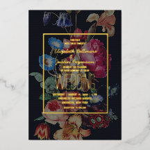 Brölloksinbjudan för Blommigt av mörkens Vintage